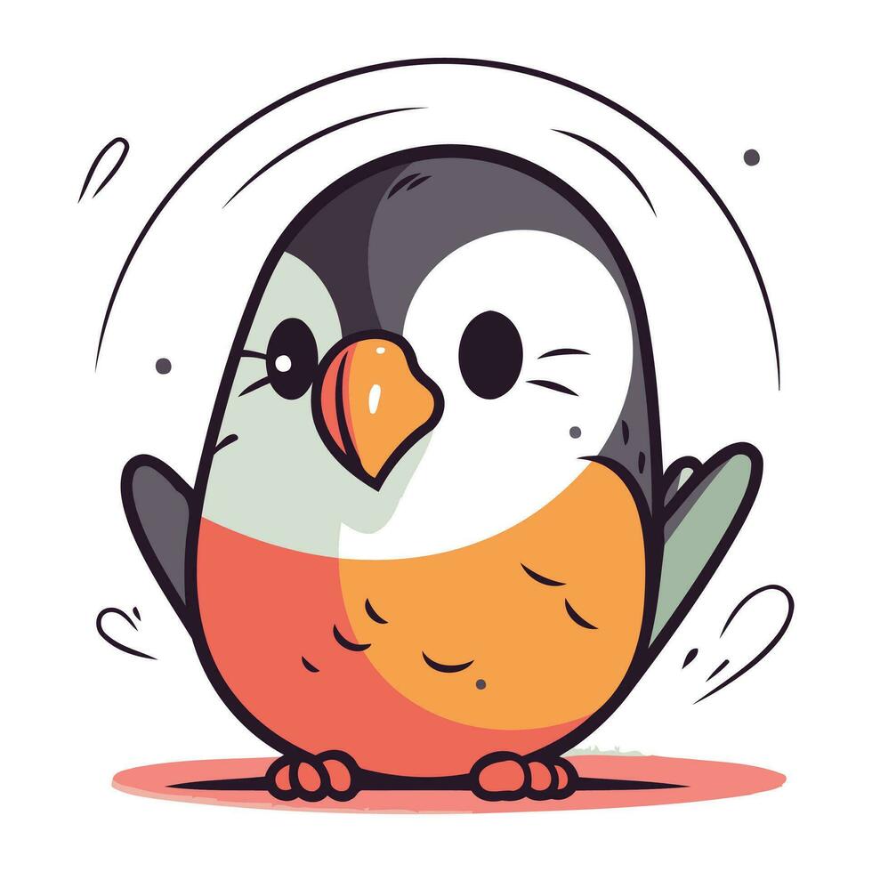 Vector illustration of cute little penguin. Isolated on white background.