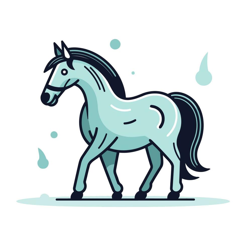 Horse. Vector illustration in flat cartoon style on white background.