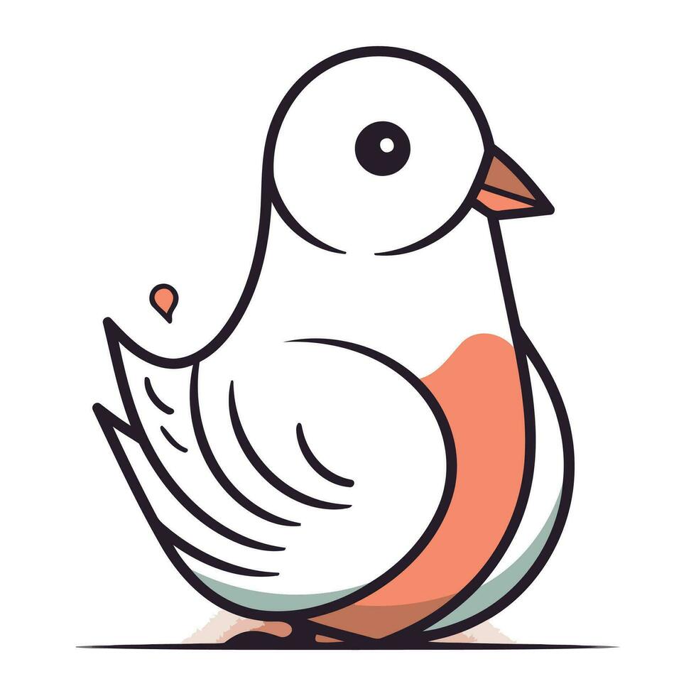 Vector illustration of a cute bird. Isolated on white background.