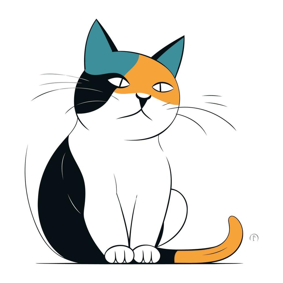 Vector illustration of a cat on a white background. Cartoon style.