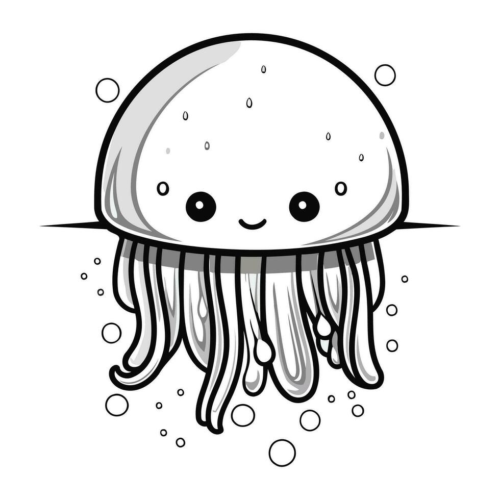 Cute jellyfish. Vector illustration. Isolated on white background.