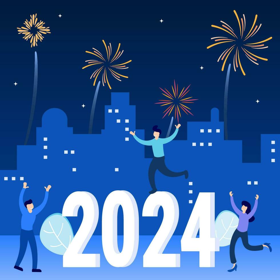 Illustration vector graphic cartoon character of new year 2024