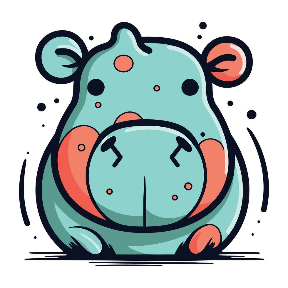 Cartoon hippo. Vector illustration of a funny hippo.