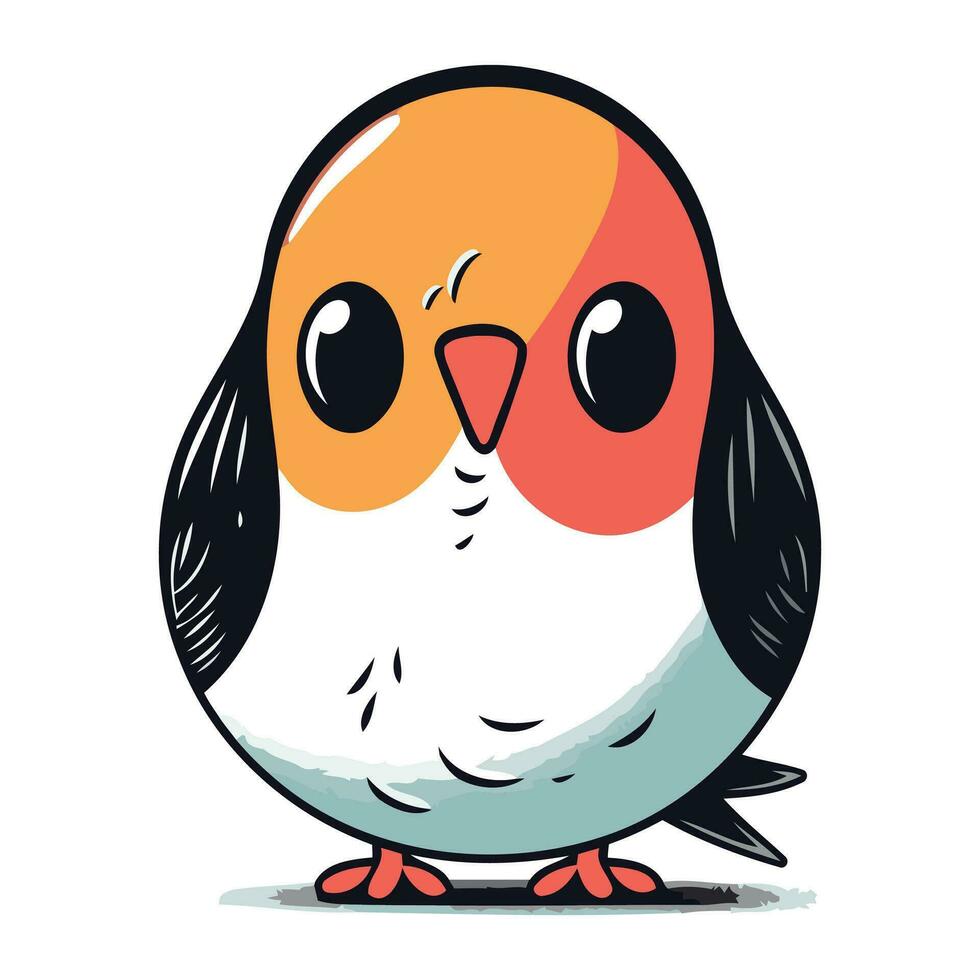 cute little cartoon bird isolated on white background. Vector illustration.