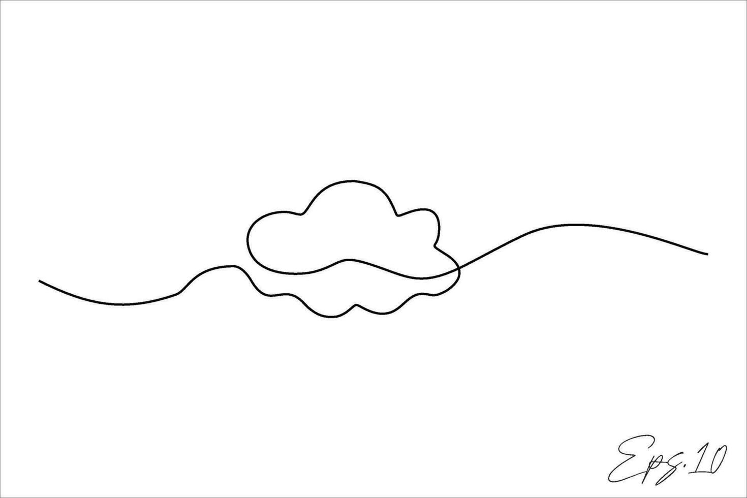cloud continuous line art drawing vector
