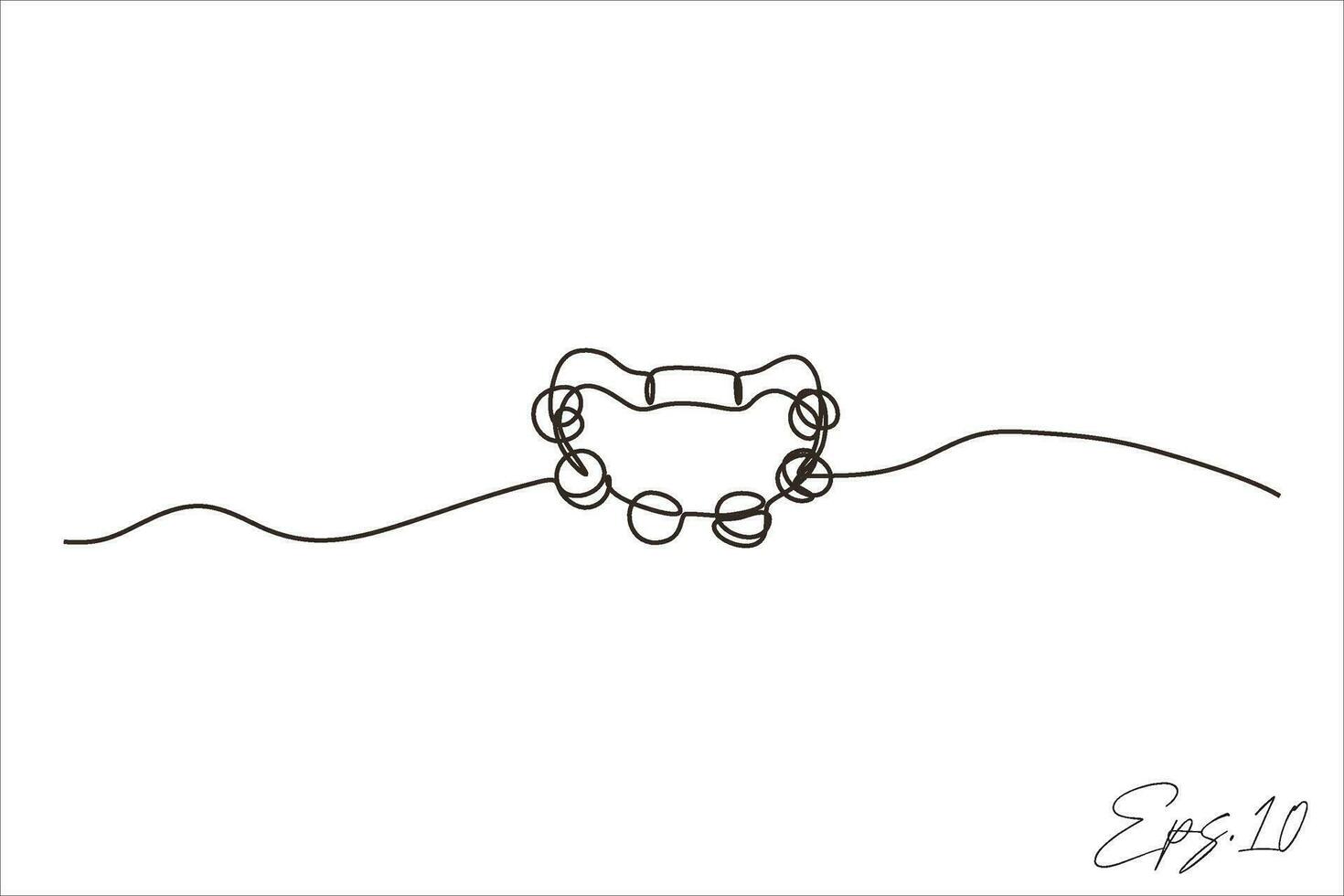 continuous line art drawing of tambourine musical instrument vector