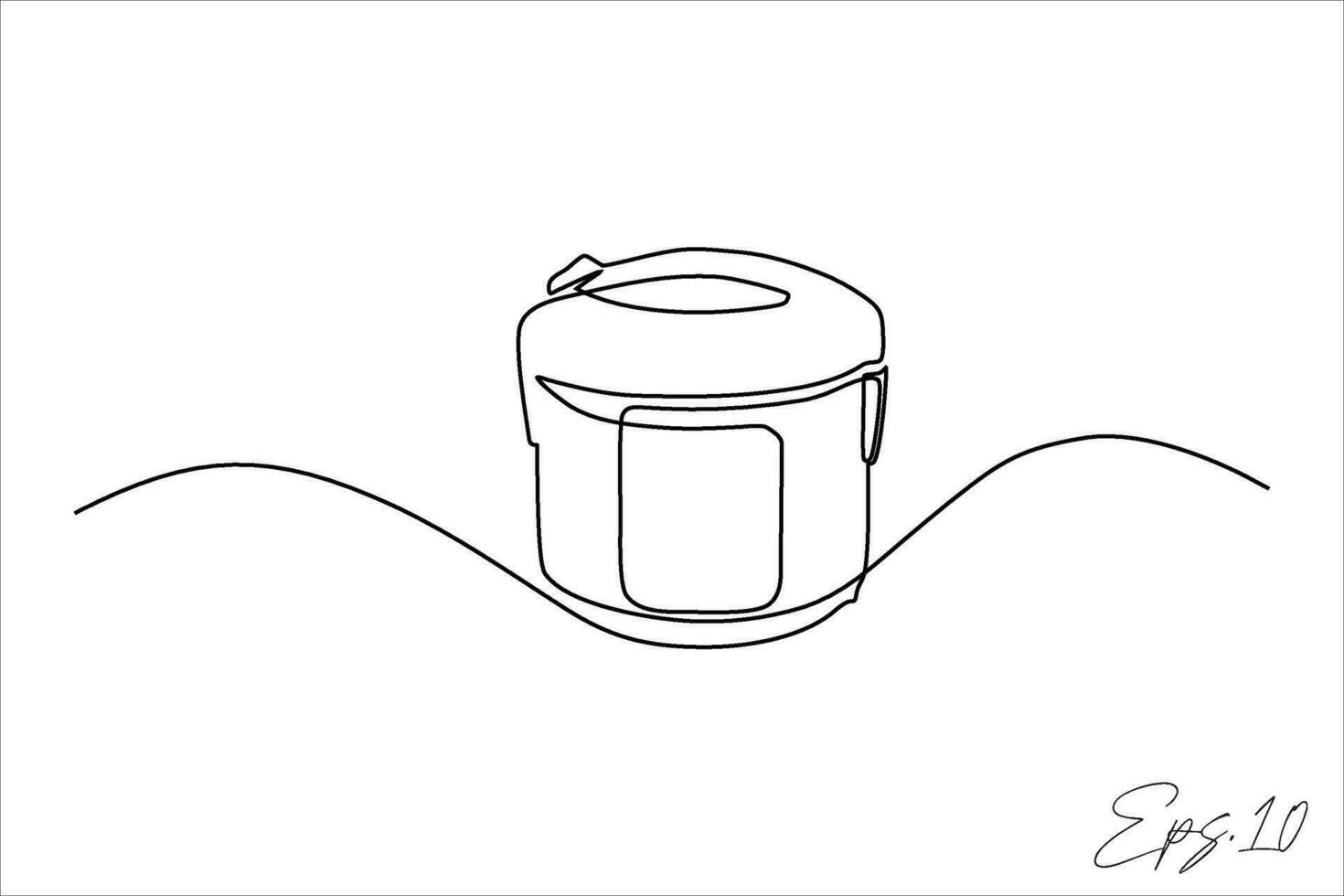 continuous line art drawing of rice cooker vector