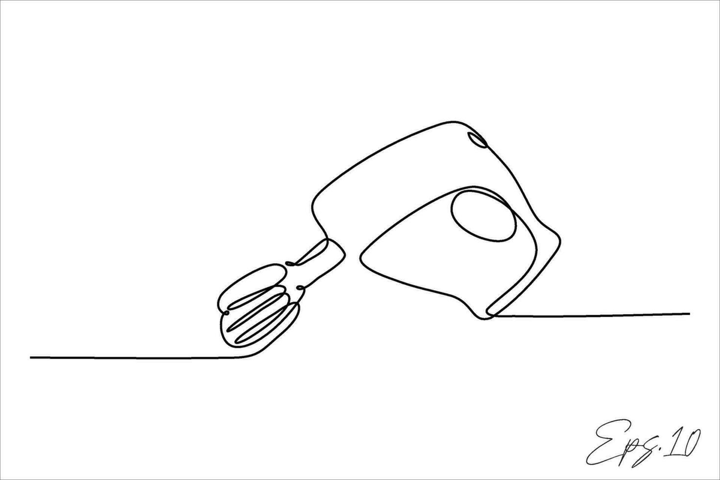 Continuous line art drawing of cake mixing tool vector