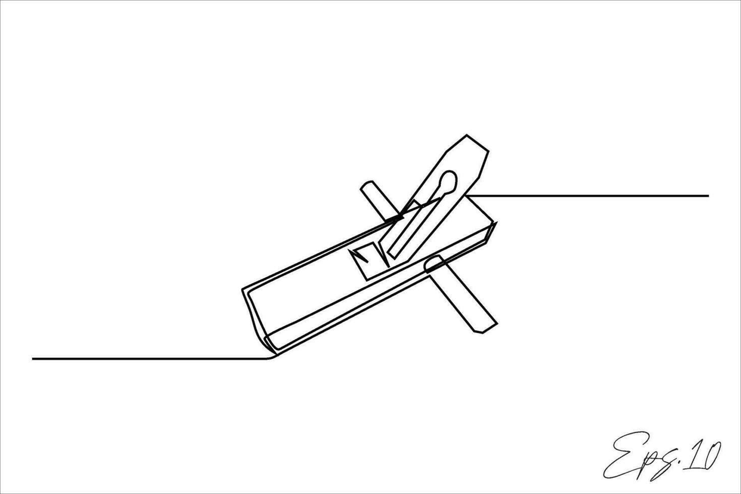 continuous line art drawing of wood planer vector