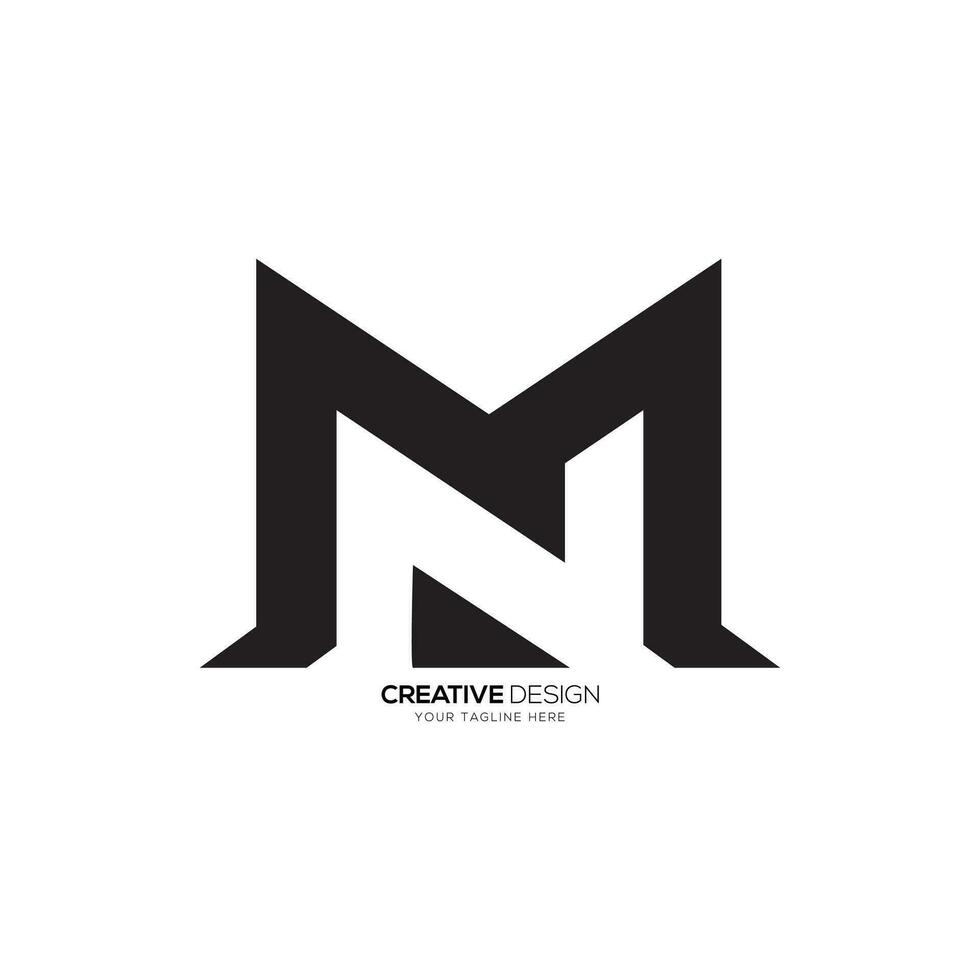 Letter Mn or Nm negative space unique modern monogram abstract logo design vector