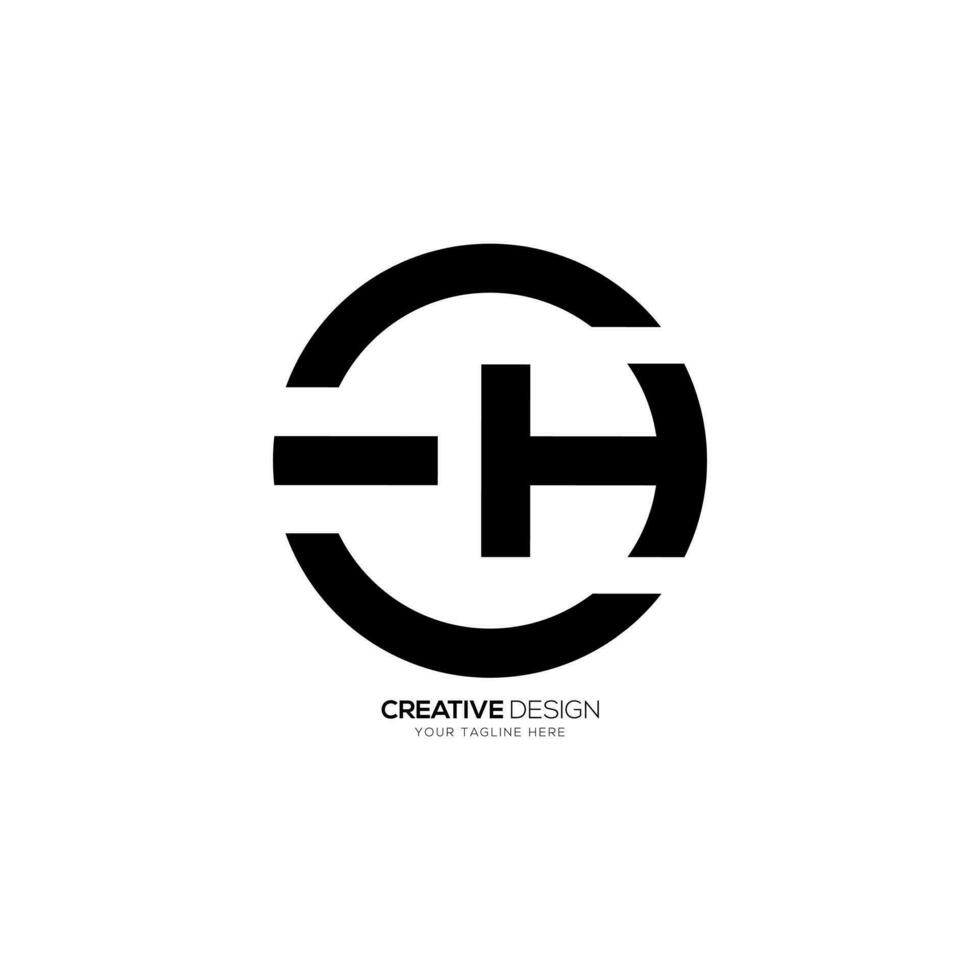Letter e c h with rounded shape creative circle monogram typography logo idea vector