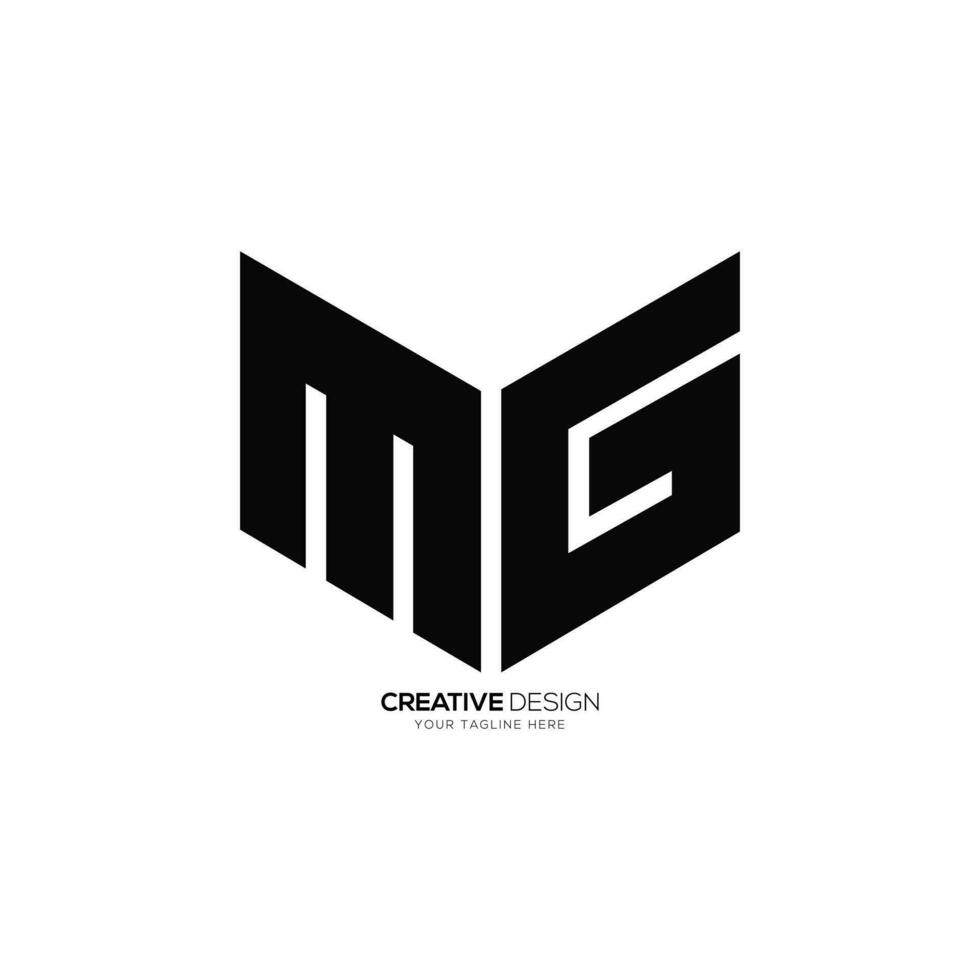 Letter Mg modern shapes alphabet flat creative unique monogram black logo vector
