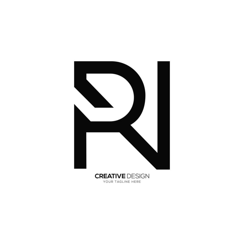 Letter Rn or Nr initial creative modern unique shapes alphabet monogram logo vector