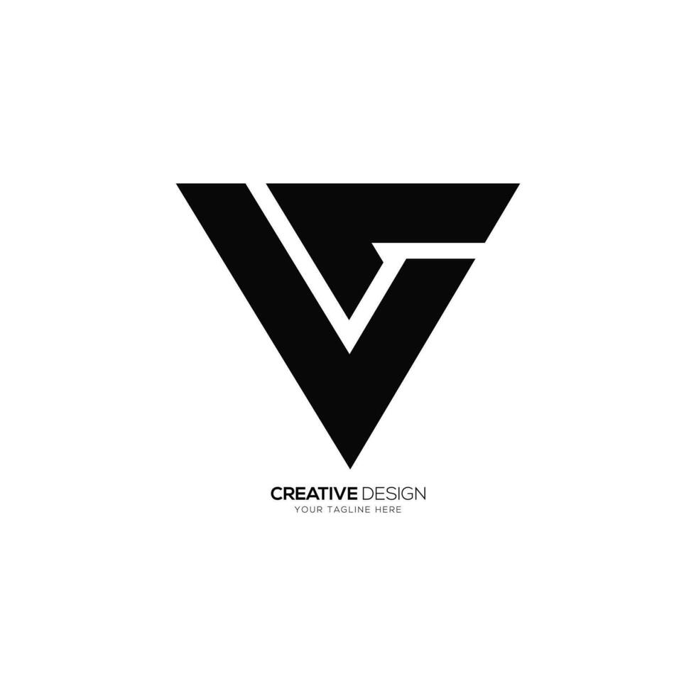 Letter l c v triangle modern flat abstract unique typography monogram logo vector