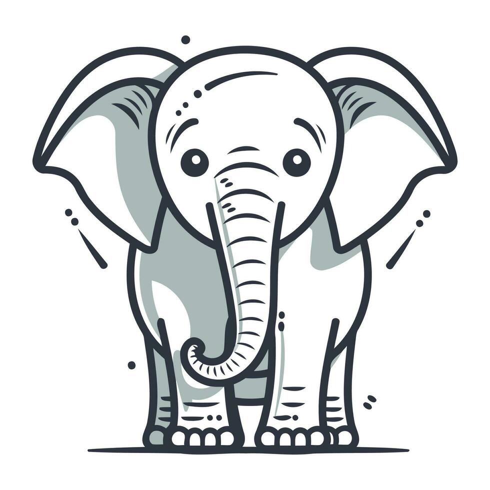 Cute cartoon elephant. Vector illustration isolated on a white background.