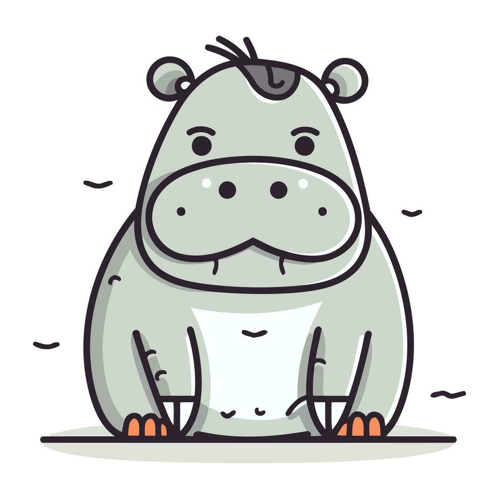 Hippo vector illustration. funny cartoon hippopotamus character.