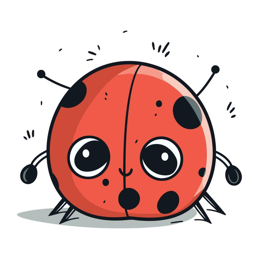 Cute ladybug. Vector illustration. Isolated on white background.