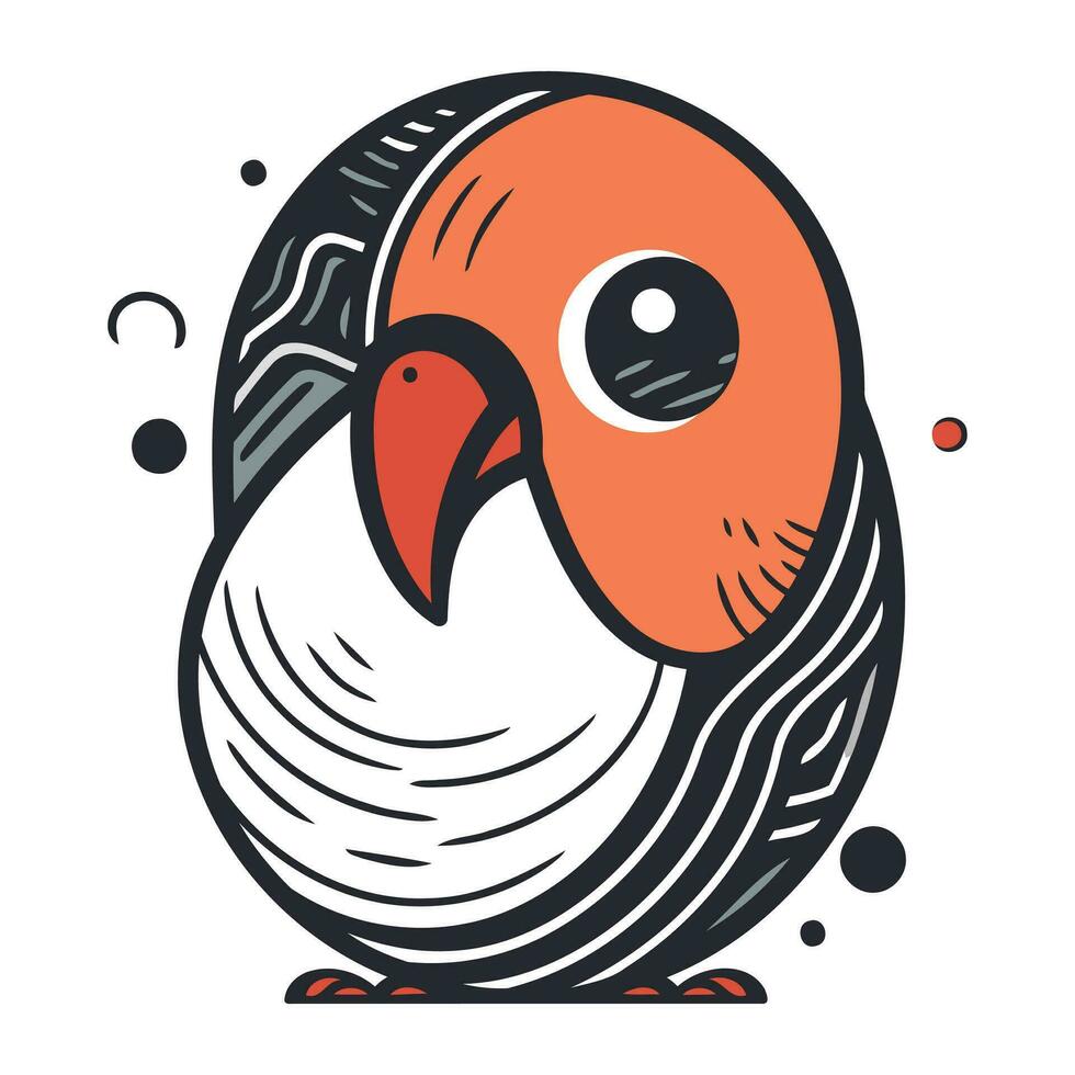 Cute cartoon parrot. Vector illustration in doodle style.