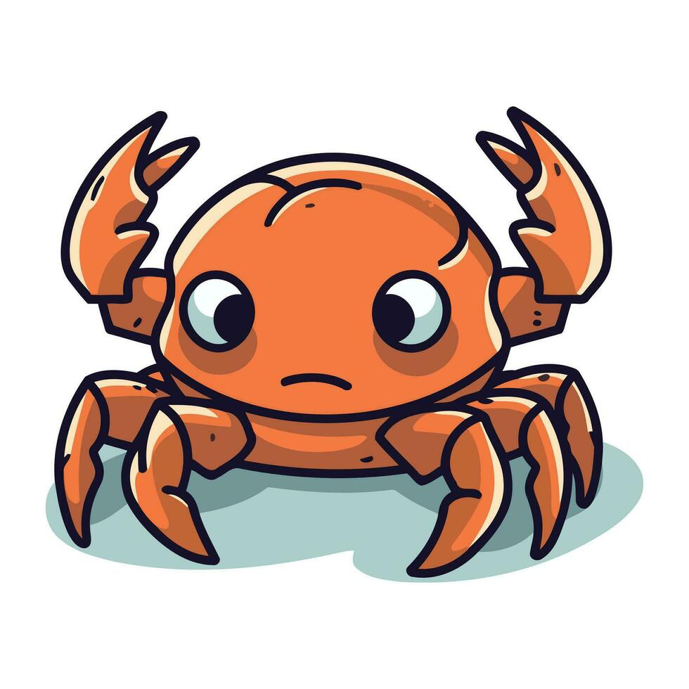 Cute cartoon crab. Vector illustration isolated on a white background.