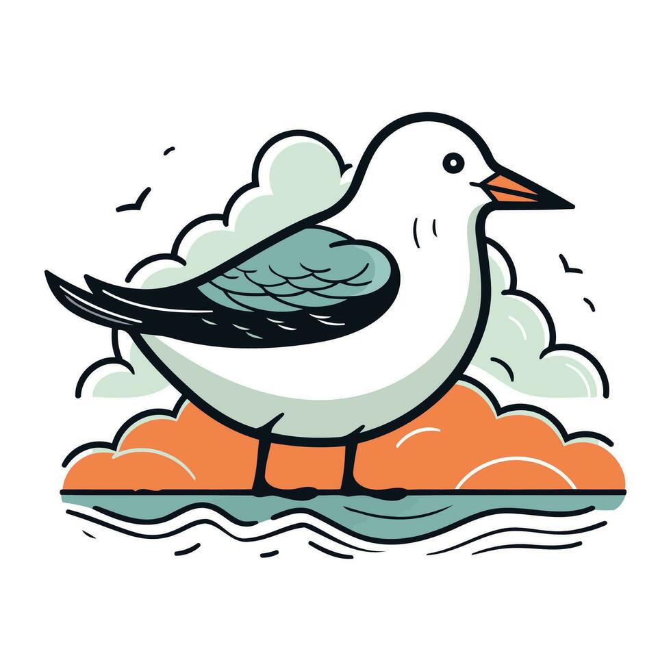 vector ilustración de un Gaviota en un nube en el cielo