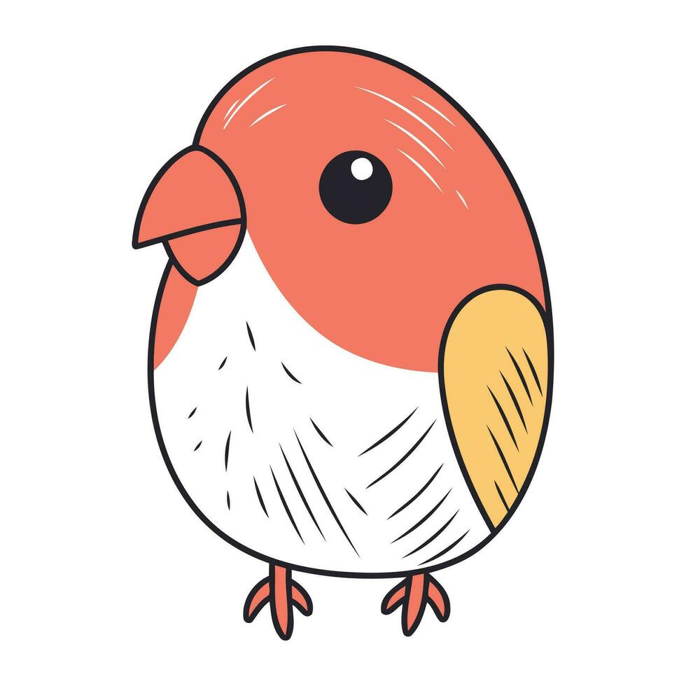 Vector illustration of a cute red bird. Isolated on white background.