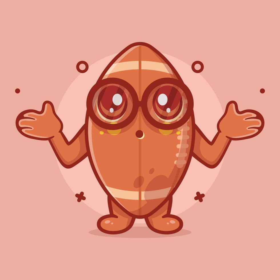 cute rugby ball character mascot with confused gesture isolated cartoon in flat style design vector