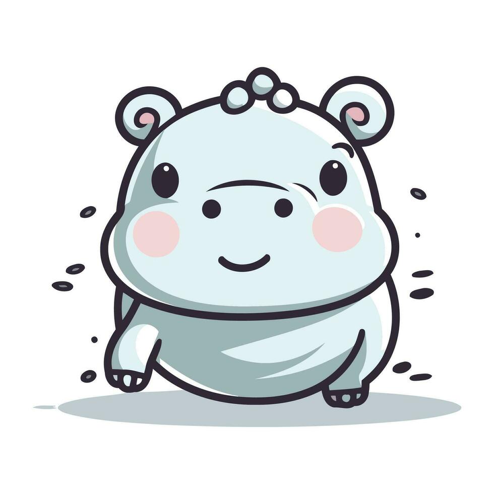 Cute hippopotamus character vector illustration. Cute cartoon hippo.