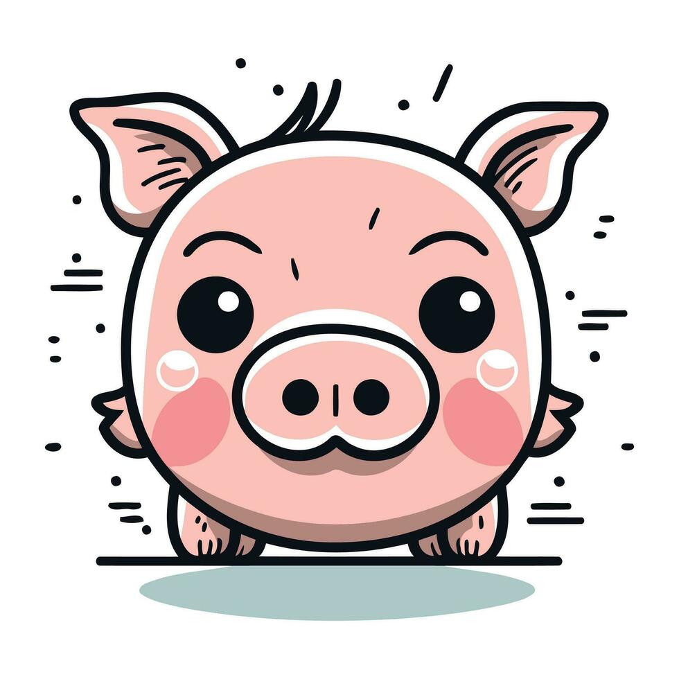 linda cerdo dibujos animados vector ilustración. linda pequeño cerdo personaje.