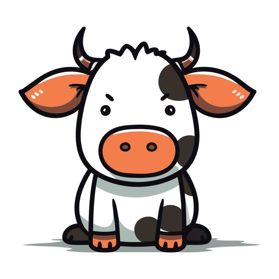 linda dibujos animados vaca vector ilustración. linda granja animal personaje