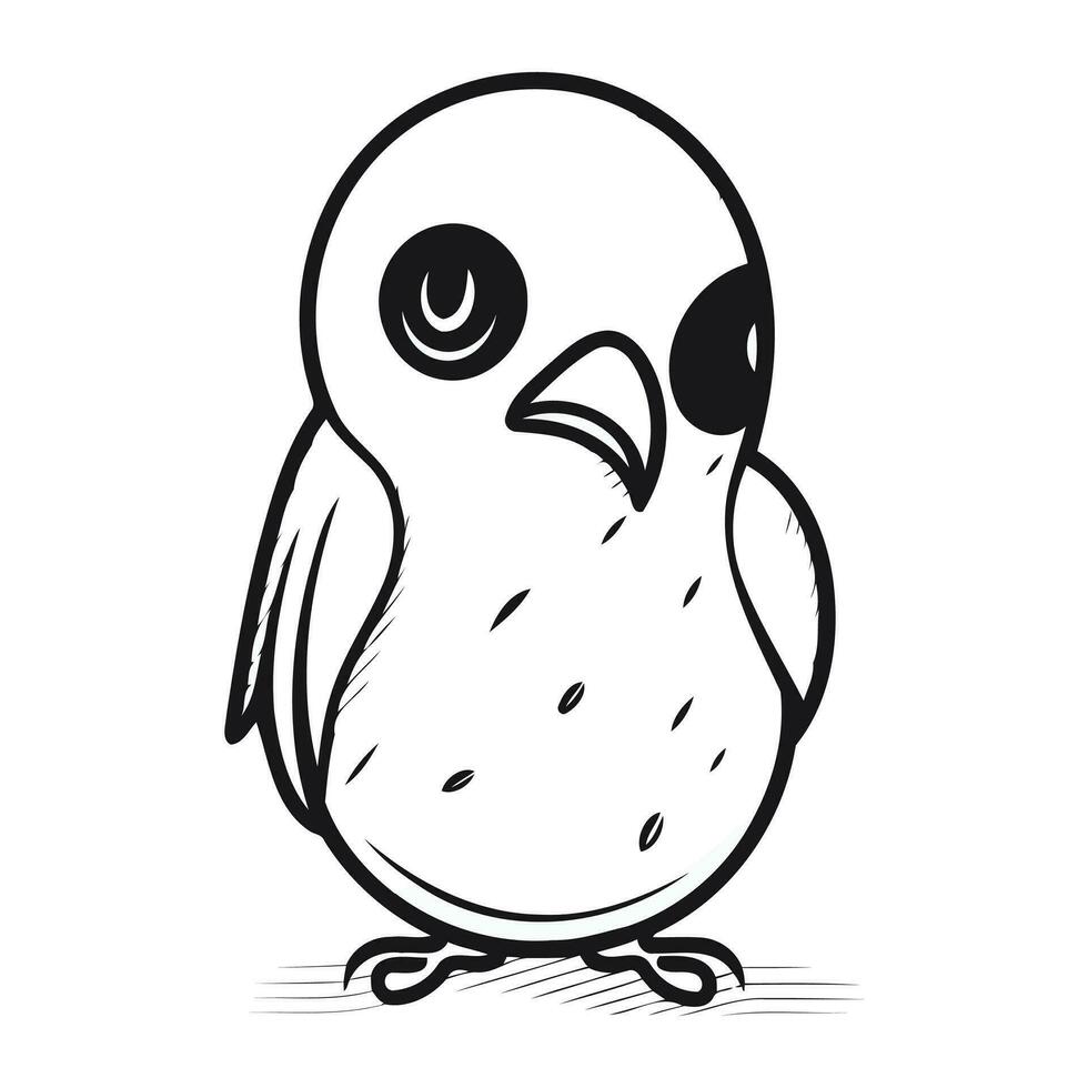 vector ilustración de un linda pequeño pájaro. negro y blanco imagen.