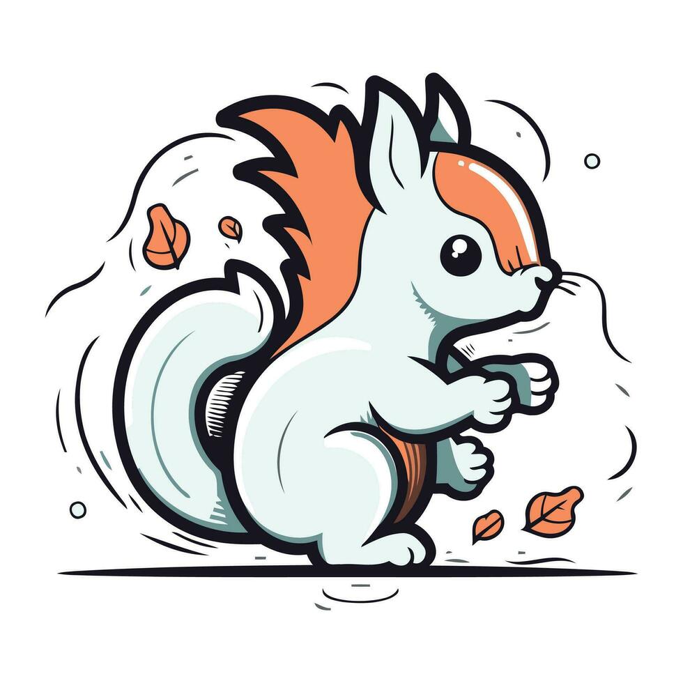 Squirrel cartoon character. Vector illustration of a cute squirrel with a nut.