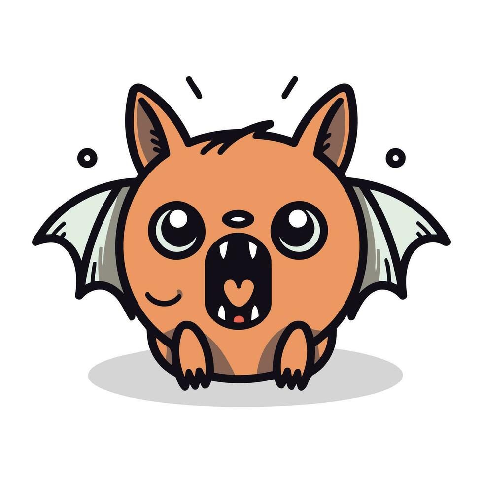 Cute Bat Cartoon Mascot Character Vector Icon Illustration.