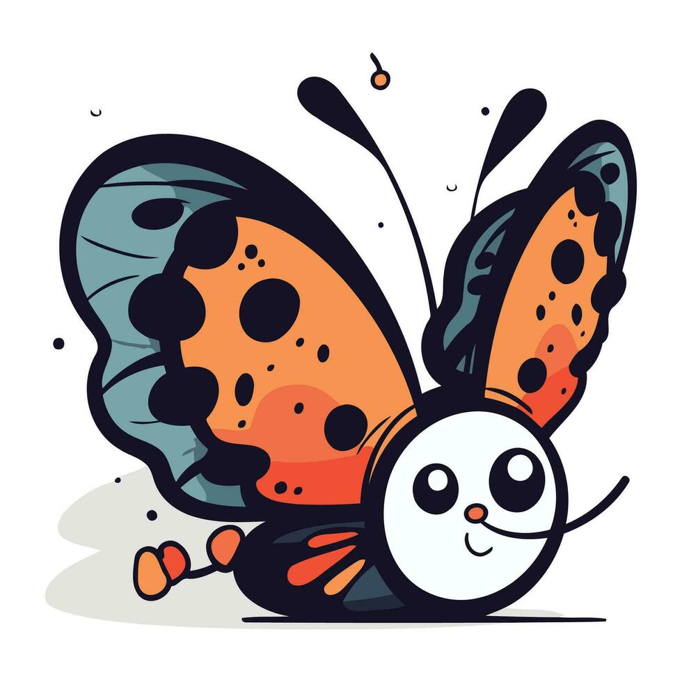 Butterfly. Cute cartoon character. Colorful vector illustration.