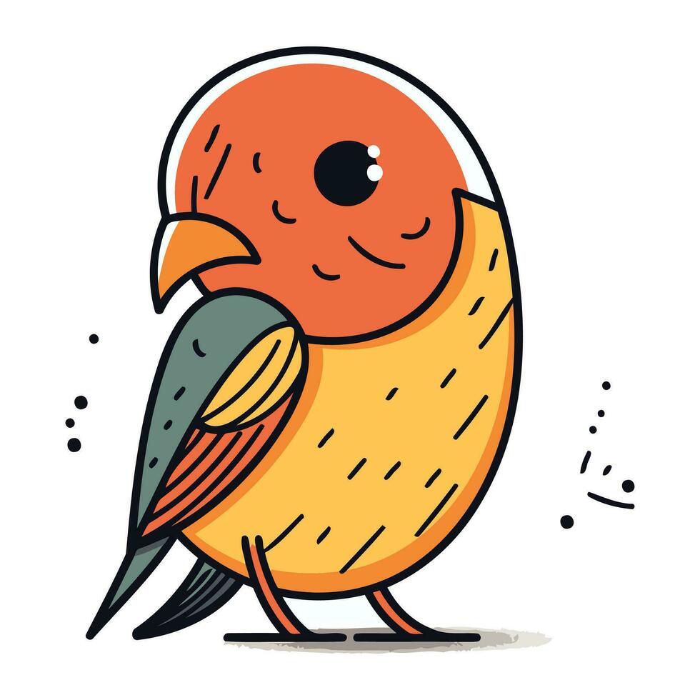Cute little bird. Vector illustration. Isolated on white background.