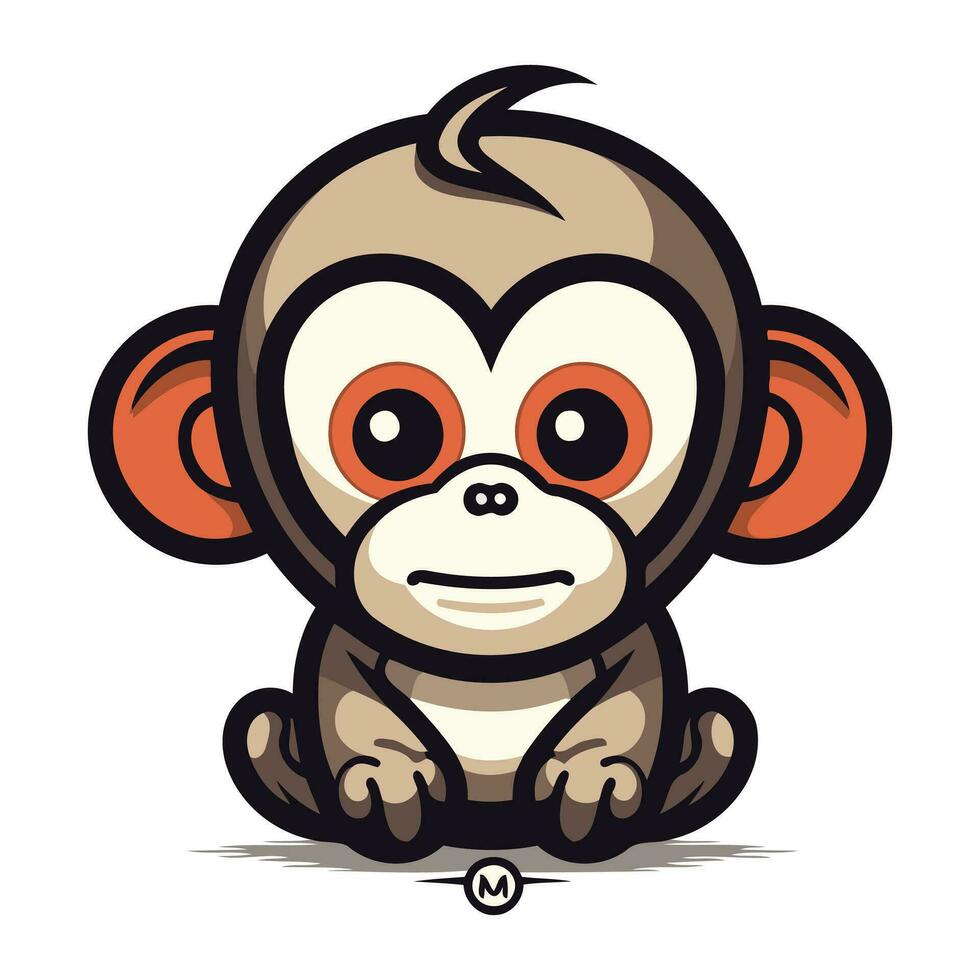 Monkey Cartoon Mascot Character Vector Icon Illustration Graphic Design