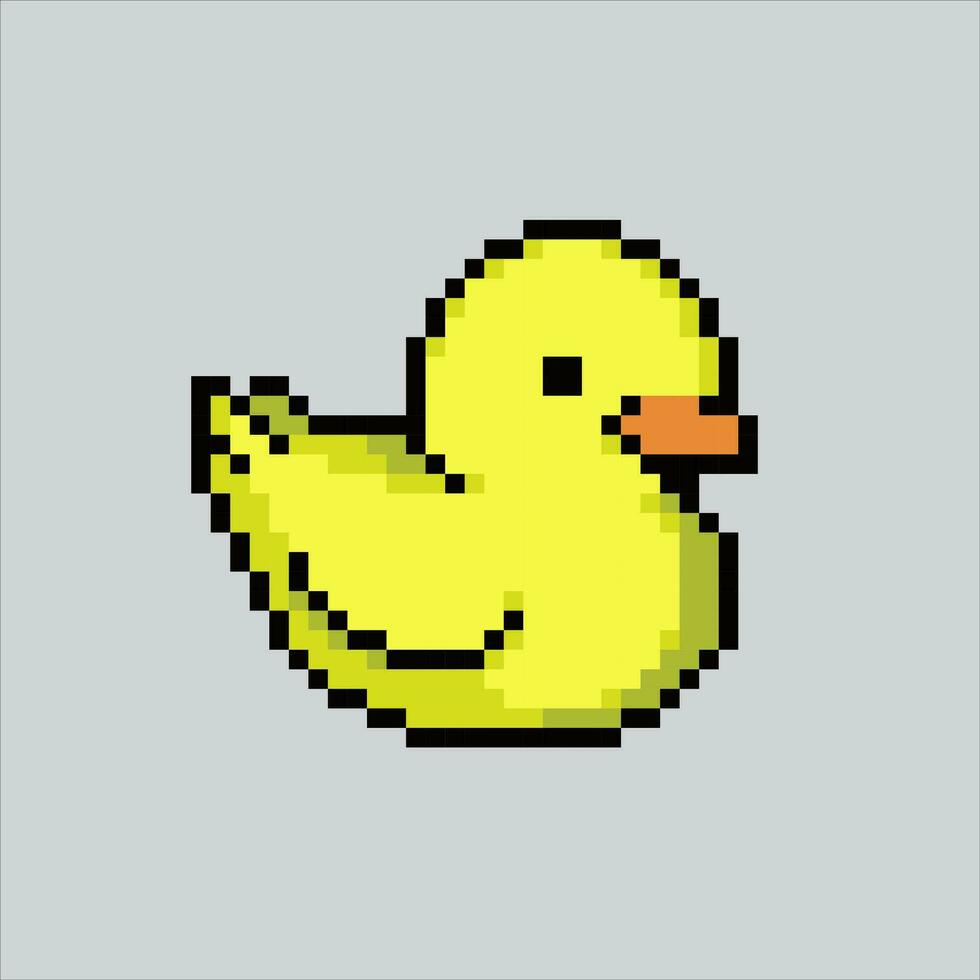 píxel Arte ilustración Pato juguete. pixelado Pato juguete. baño Pato juguete pixelado para el píxel Arte juego y icono para sitio web y vídeo juego. antiguo colegio retro vector