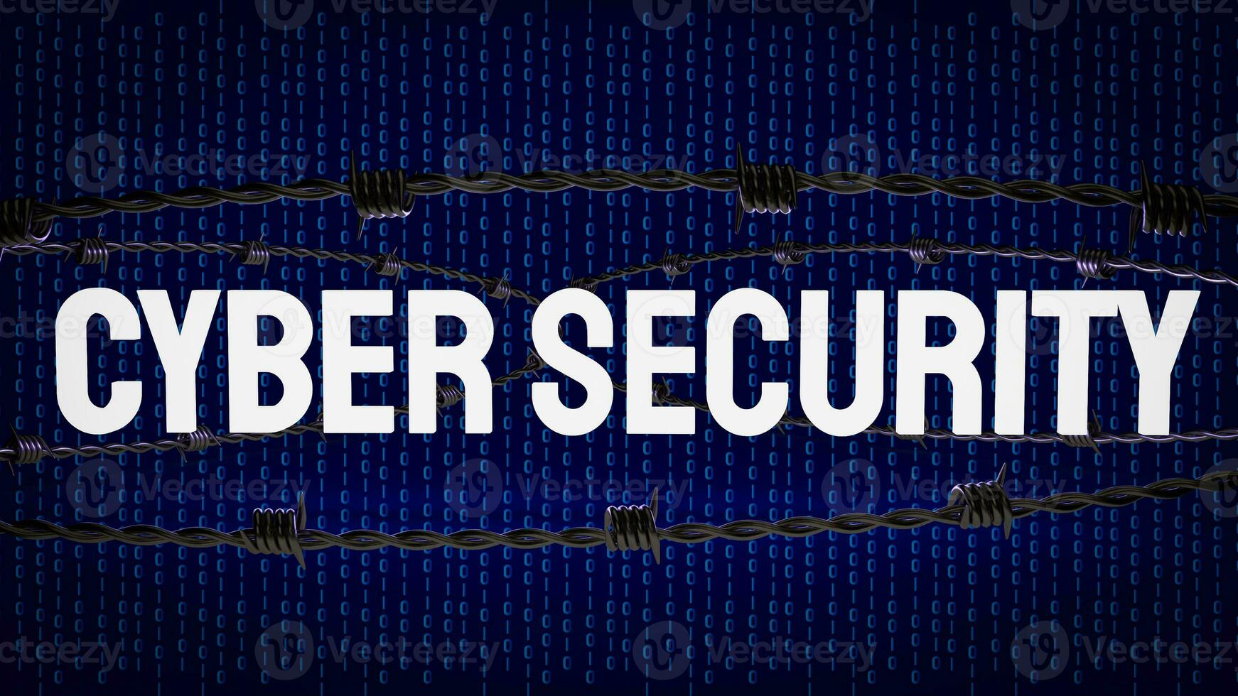 The Cybersecurity text on digital Background 3d rendering photo