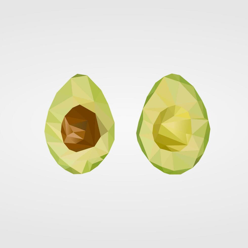 Polygonal fruit concept. Avocado triangle illustration style. Design icon art. vector