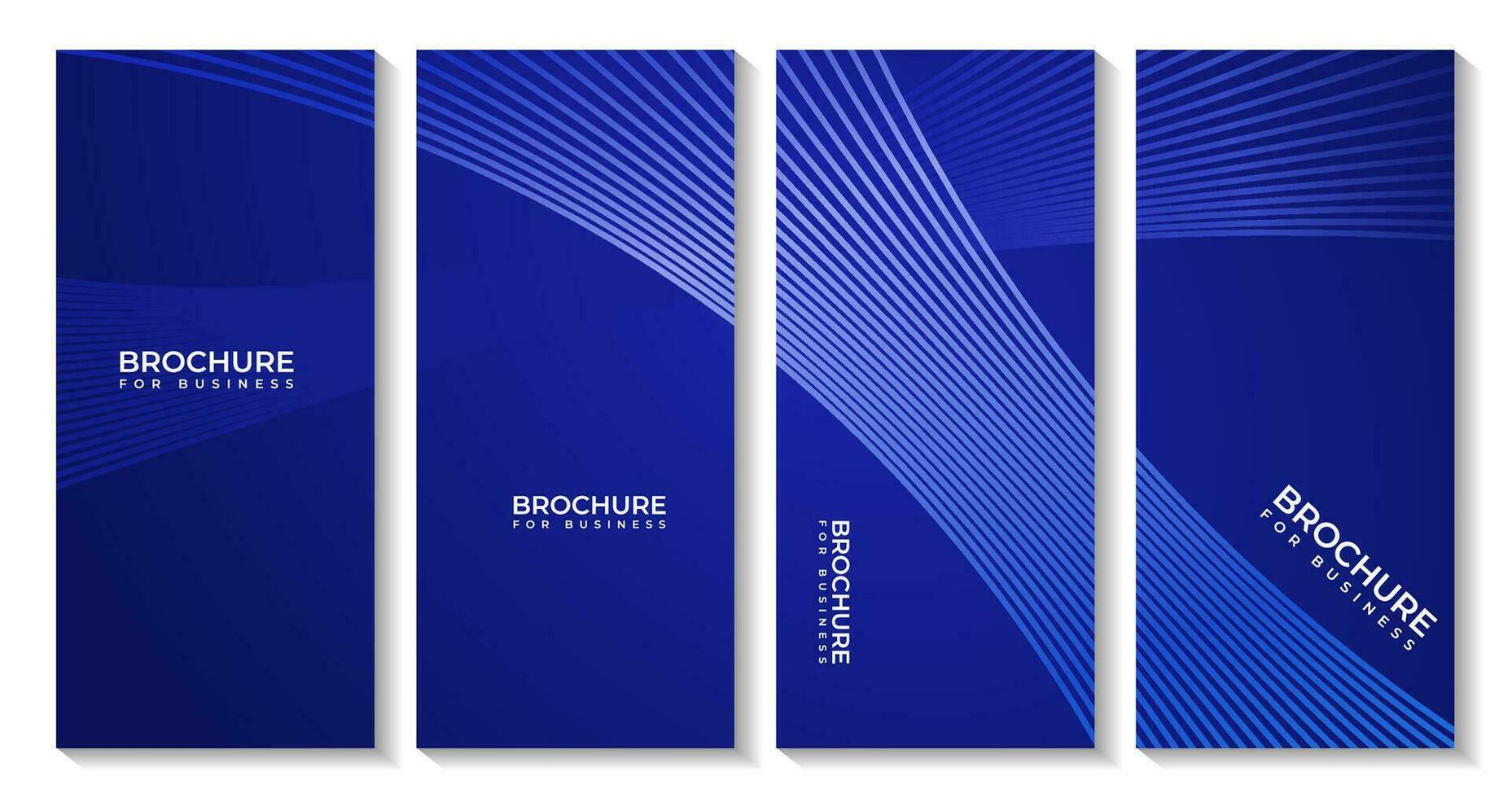 set of brochures with abstract dark blue background with dynamic glowing lines vector