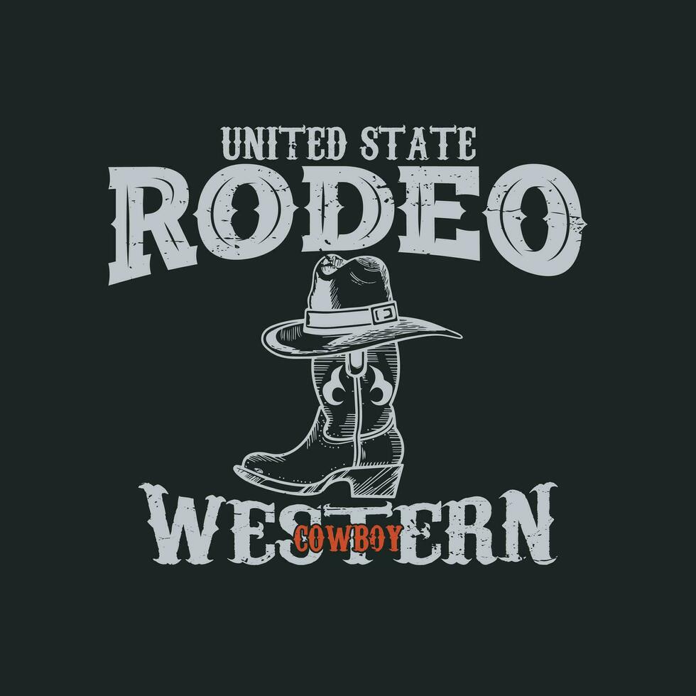 Rodeo Cowboy Western t shirt design. Arizona rodeo cowboy chaos vintage hand drawn illustration t shirt design. vintage hat and boot illustration, apparel, t shirt design, western, USA t shirt design vector