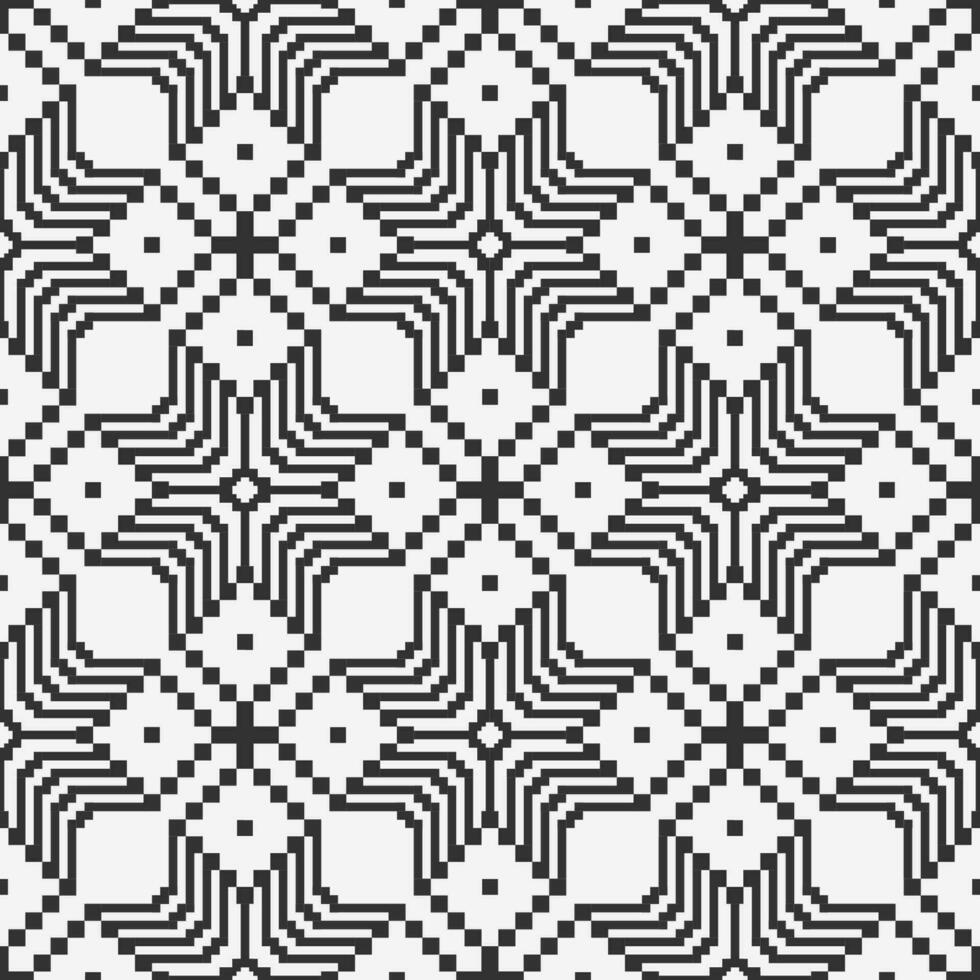 Abstract geometric seamless grid pattern. Abstract geometric square pixel art seamless pattern. Abstract geometric black and white pattern use for fabric, textile, home decoration elements, etc vector