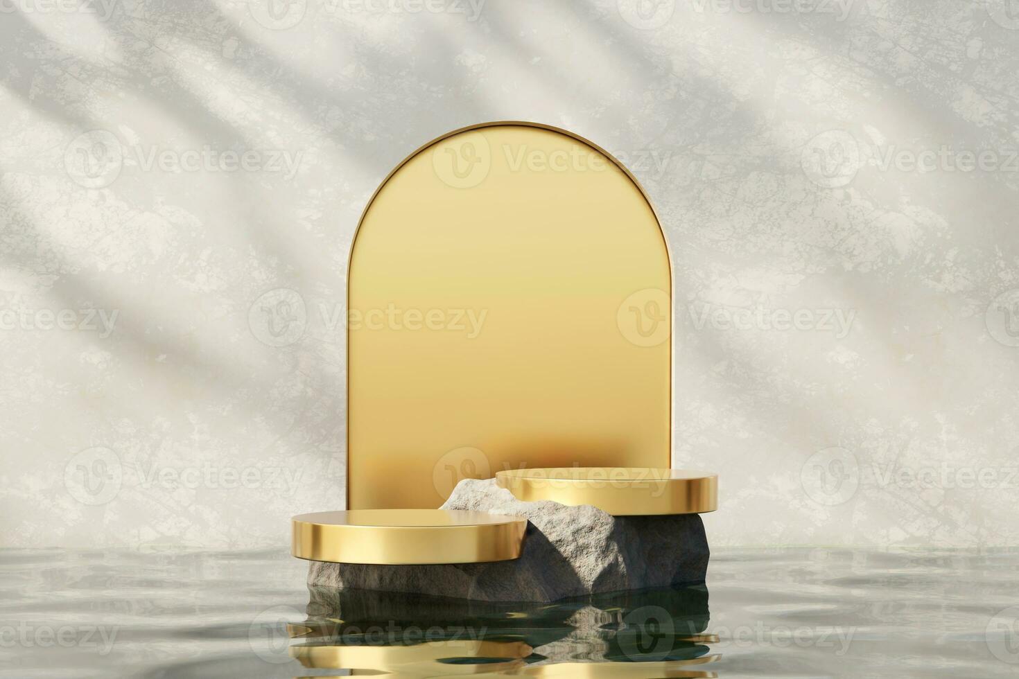 Abstract Exotic Minimal Modern Podium Platform For Product Display Showcase Presentation Advertising With Decorations 3D Rendering photo