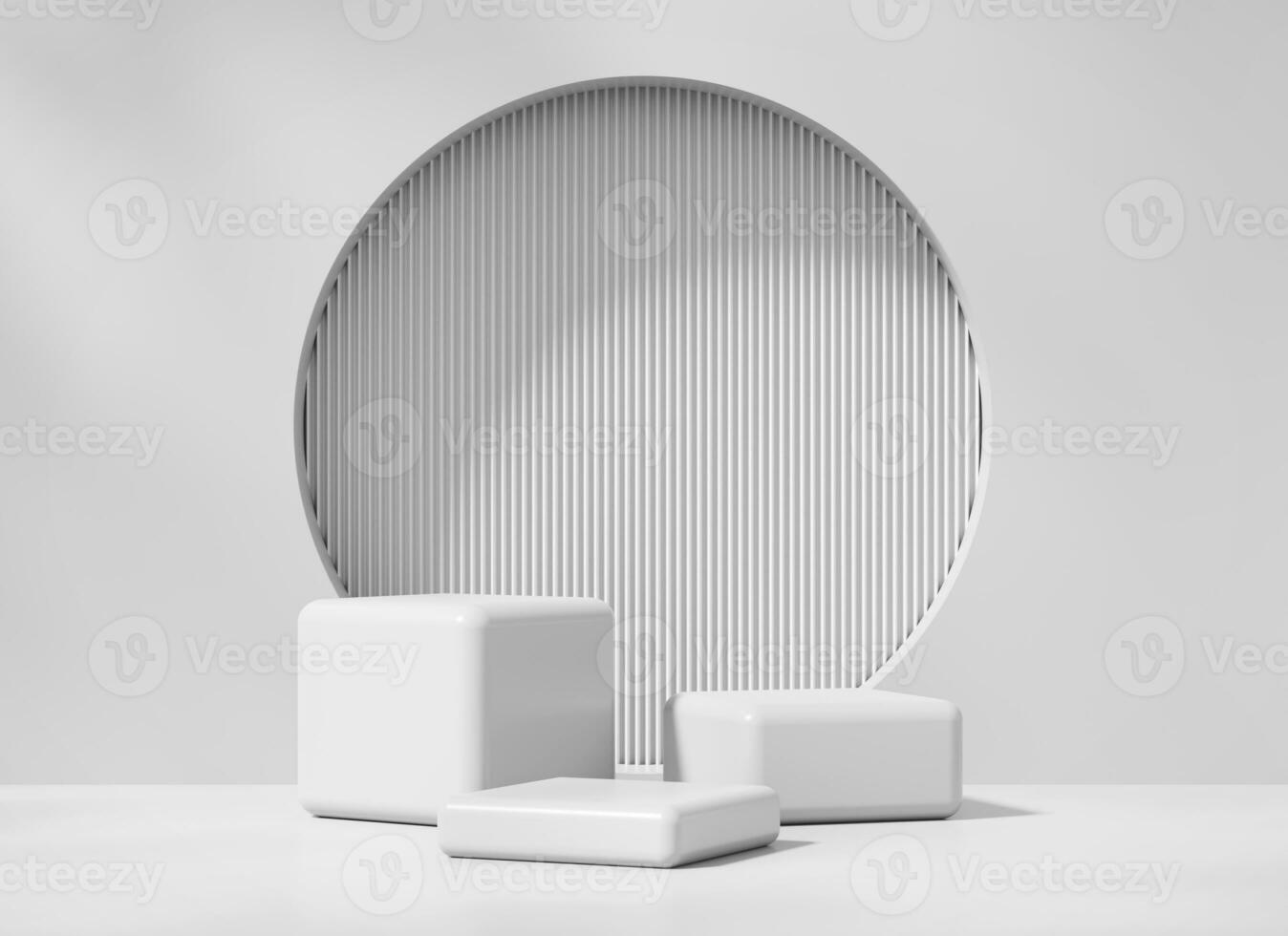 Abstract Minimal Modern White Podium Platform For Product Display Showcase 3D Rendering photo