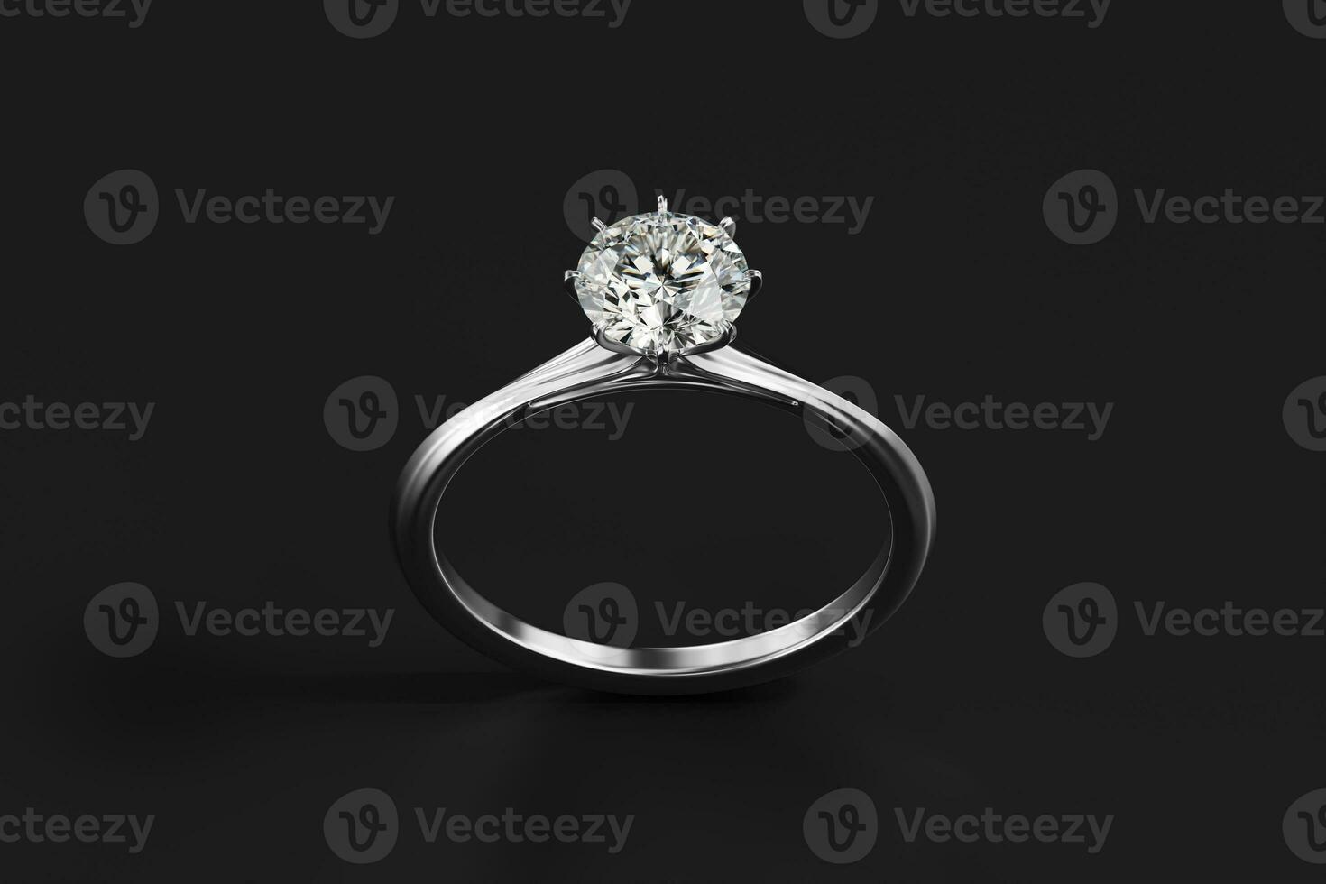 3D diamond Ring isolated on black background. photo