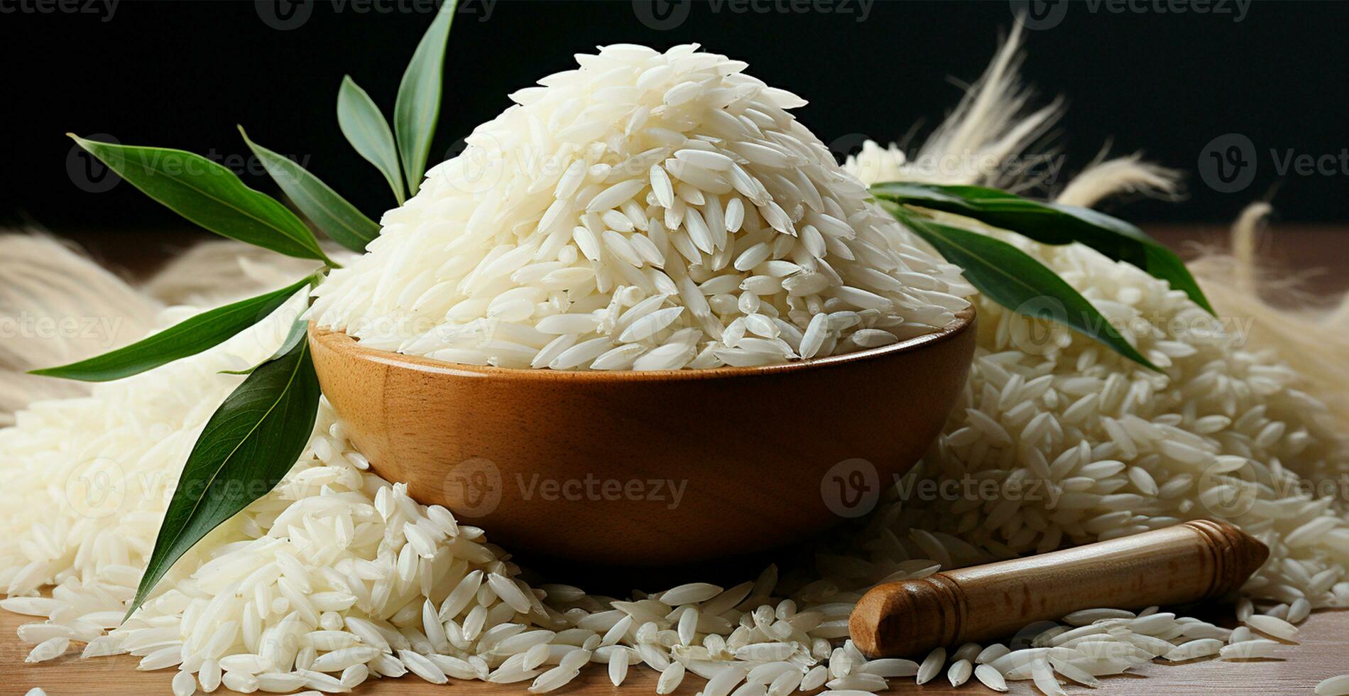 White long grain rice - AI generated image photo