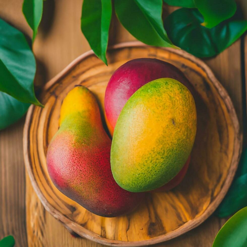 Fresh and organic ripe mango AI generated image photo