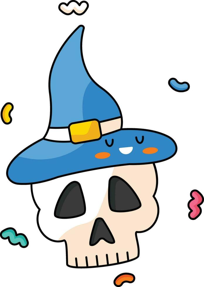 Witch Skull Cute Vector Sticker