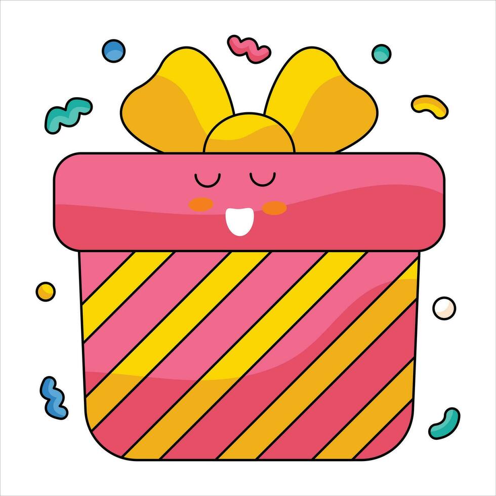 regalo caja linda vector pegatina