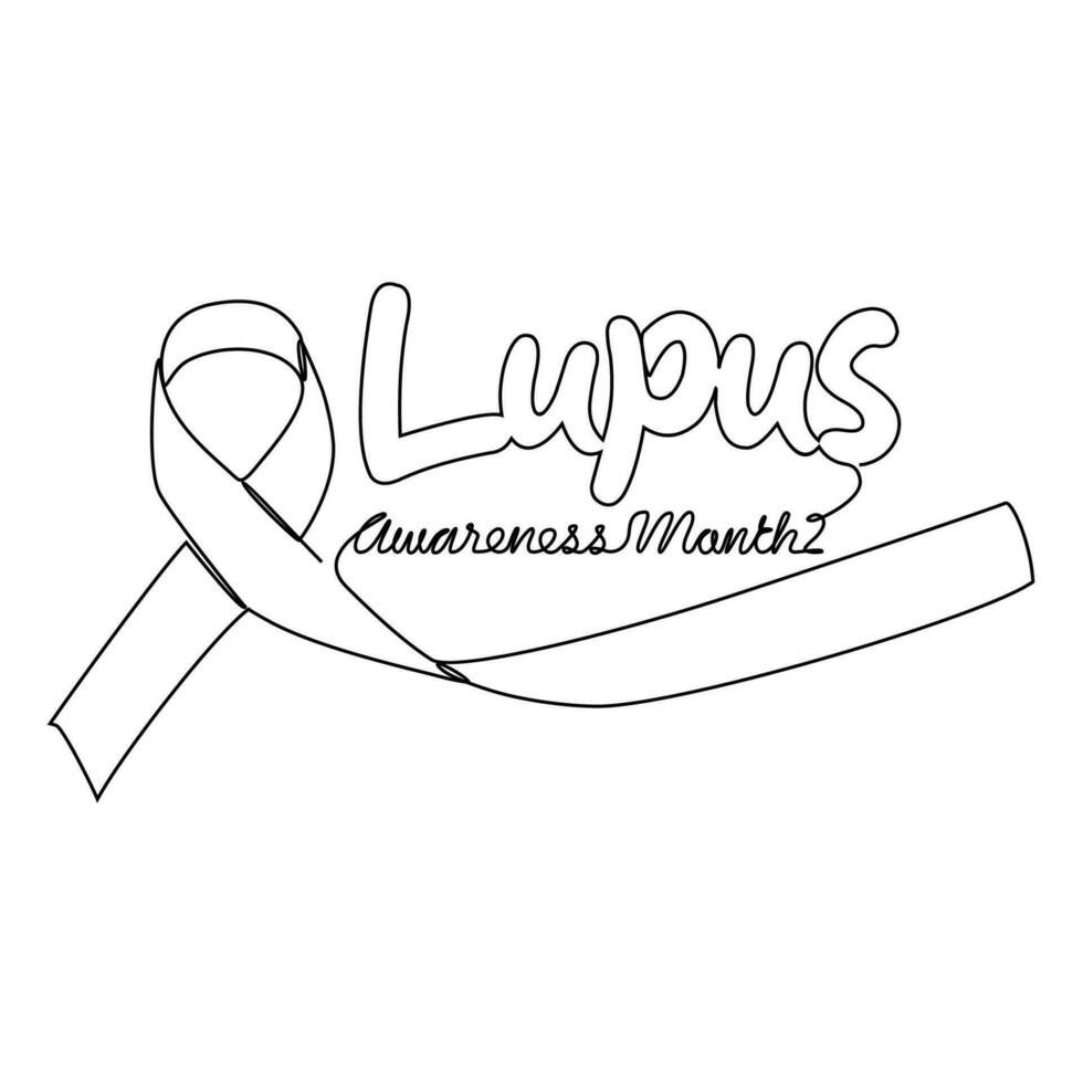 One continuous line drawing of Lupus awareness month with white background. Lupus awareness month design in simple linear style. Lupus awareness month design concept for medical vector illustration.