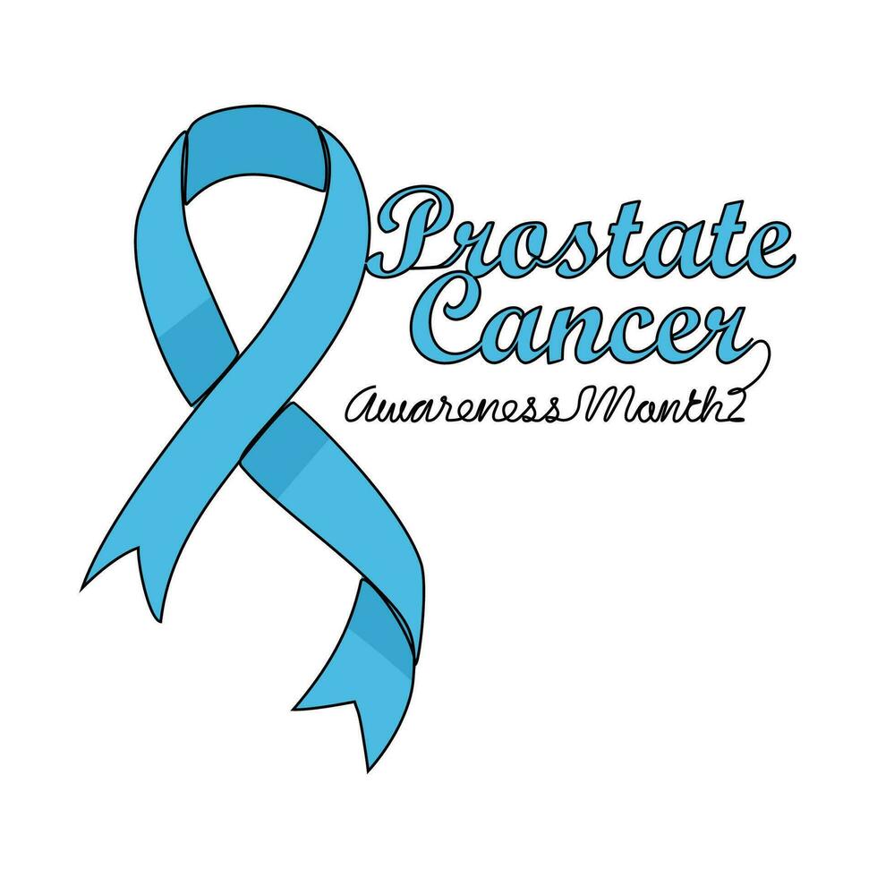 One continuous line drawing of prostate cancer awareness month with white background. Awareness ribbon design in simple linear style. healthcare and medical design concept vector illustration.